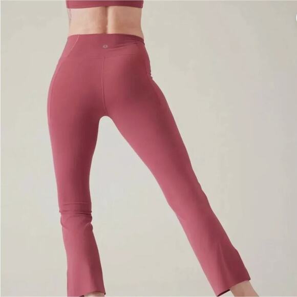 Athleta Transcend Crop Pants Pink Rose Mauve Straight Leg Size S Pockets - Picture 1 of 8